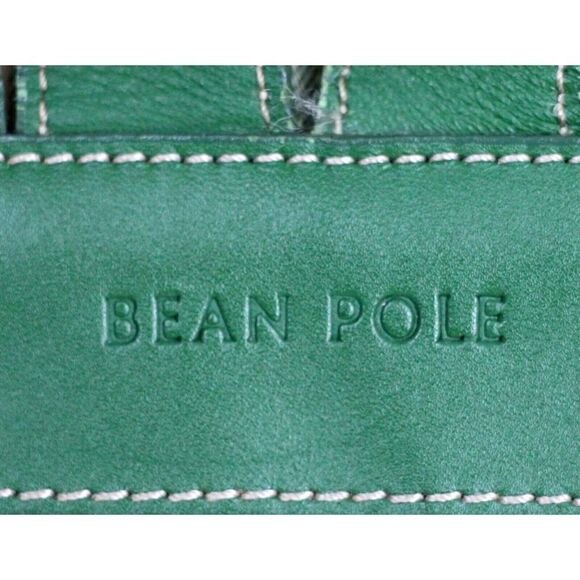 Bean Pole PLAID BEIGE GREEN GENUINE LEATHER FLAP SHOULDER BAG BACKPACK HANDBAG - Picture 7 of 16